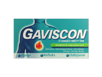 Gaviscon lek na zgagę refluks smak, tabletki do rozgryzania i żucia