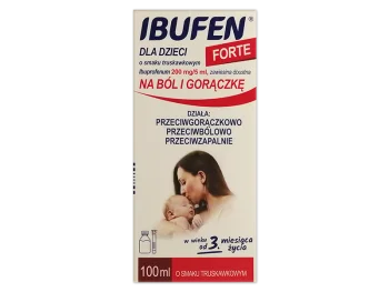 Zdjęcie produktu Ibufen Forte dla dzieci, smak truskawkowy, zawiesina, 200 mg/5 ml