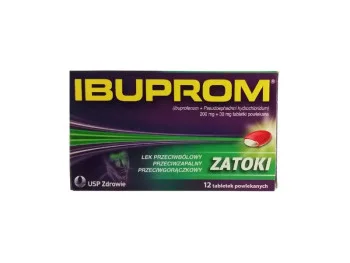 Zdjęcie produktu Ibuprom Zatoki, tabletki, 200 mg + 30 mg