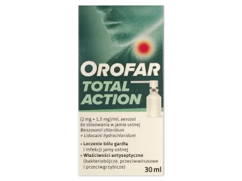 Zdjęcie produktu Orofar Total Action, aerozol do jamy ustnej, 2 mg/ml + 1,5 mg/ml
