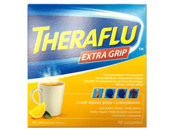 Zdjęcie produktu Theraflu Extra Grip, saszetki, 650 mg + 10 mg + 20 mg