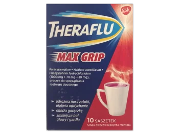 Zdjęcie produktu Theraflu Max Grip, saszetki, 1000 mg + 70 mg + 10 mg