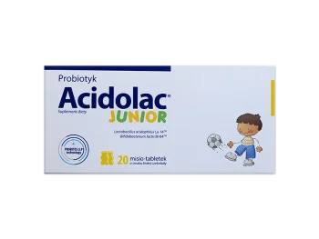 Zdjęcie produktu Acidolac Junior, smak białej czekolady, tabletki