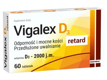 Zdjęcie produktu Vigalex D3 retard, tabletki powlekane o przedłużonym uwalnianiu, 2000 j.m.