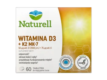Zdjęcie produktu Naturell Witamina D3 + K2 MK-7, tabletki, 50 µg + 75 µg