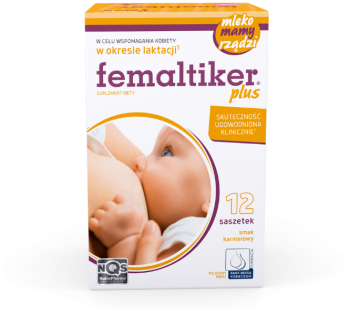 Zdjęcie przedstawia suplement diety Femaltiker Plus o smaku karmelowym.