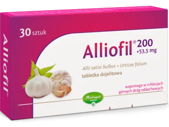 Zdjęcie produktu Alliofil, tabletki dojelitowe, 200 mg + 53,5 mg