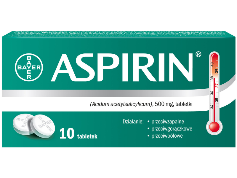 Zdjęcie przedstawia lek bez recepty Aspirin.