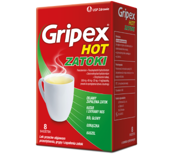 Zdjęcie przedstawia lek bez recepty Gripex Hot Zatoki.