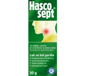 Zdjęcie produktu Hascosept, aerozol do stosowania w jamie ustnej i gardle, 1,5 mg/g