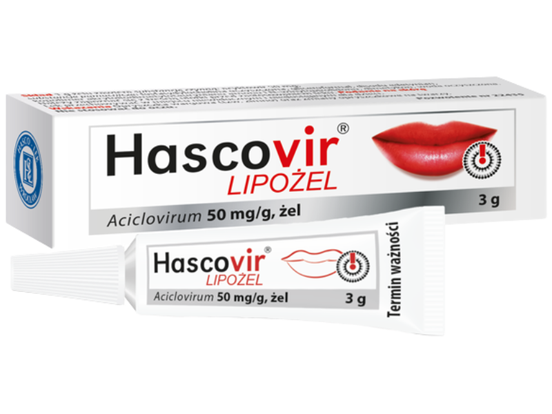Zdjęcie przedstawia lek dostępny bez recepty Hascovir Lipożel, żel, 50 mg:g.