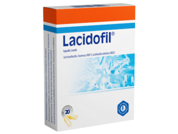 Zdjęcie przedstawia lek bez recepty Lacidofil w kapsułkach twardych.