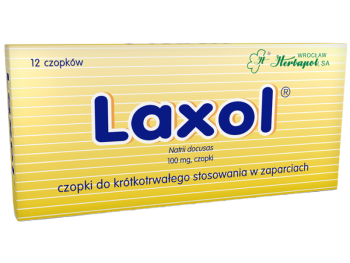 Zdjęcie przedstawia lek dostępny bez recepty Laxol.