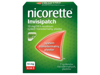 Zdjęcie przedstawia lek bez recepty Nicorette Invisipatch, system transdermalny, 10 mg/16h.