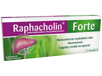 Zdjęcie przedstawia lek dostępny bez recepty Raphacholin Forte.