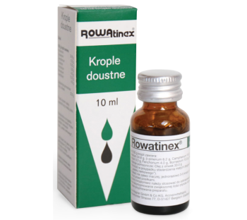 Zdjęcie przedstawia lek bez recepty Rowatinex w kroplach.