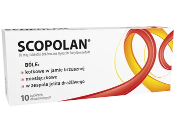 Zdjęcie przedstawia lek dostępny bez recepty Scopolan tabletki.