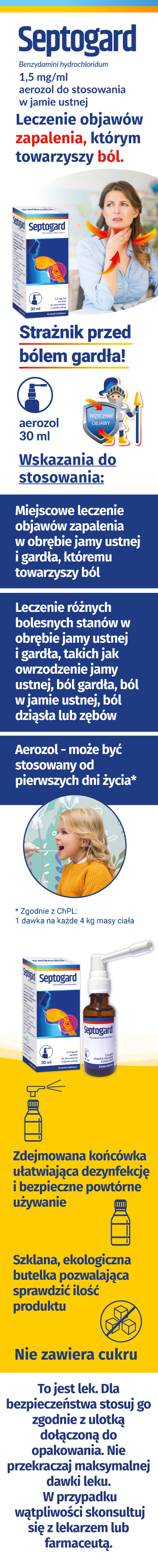 Zdjęcie przestawia rich content dla leku Septogard, aerozol do jamy ustnej, 1,5 mg/ml, wersja mobile.