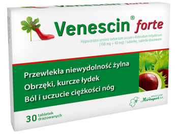 Zdjęcie przedstawia lek dostępny bez recepty Venescin Forte.