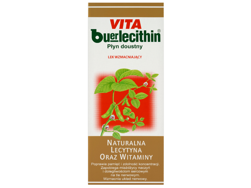 Zdjecie przedstawia lek bez recepty Vita Buerlecithin w płynie.