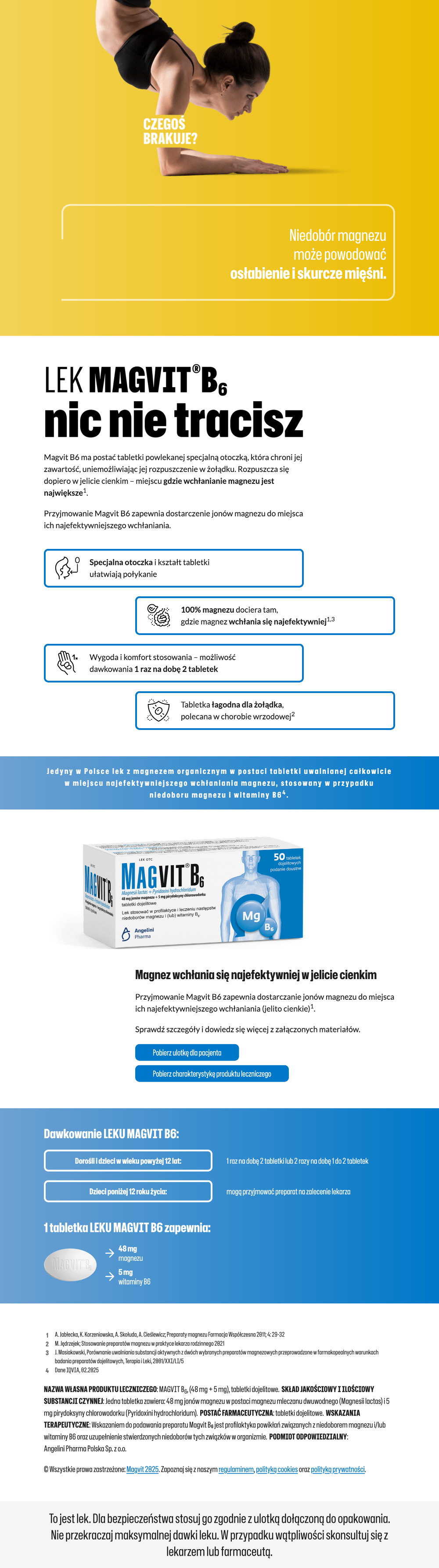 Zdjęcie przedstawia rich content leku bez recepty Magvit B6 w tabletkach dojelitowych, 48 mg + 5 mg na urządzenia stacjonarne.