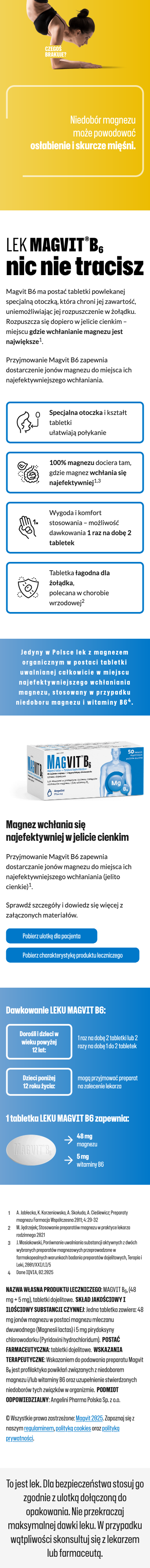 Zdjęcie przedstawia rich content leku bez recepty Magvit B6 w tabletkach dojelitowych, 48 mg + 5 mg na urządzenia mobilne.