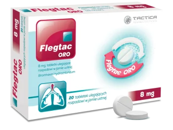 Zdjęcie produktu Flegtac ORO, tabletki ulegające rozpadowi w jamie ustnej, 8 mg