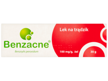 Zdjęcie przedstawia lek bez recepty Benzacne w żelu, 100 mg/g.