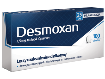 Zdjęcie przedstawia lek bez recepty Desmoxan, tabletki powlekane, 1,5 mg.