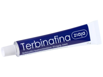 Zdjęcie przedstawia lek dostępny bez recepty Terbinafina Ziaja, krem, 10 mg/g.