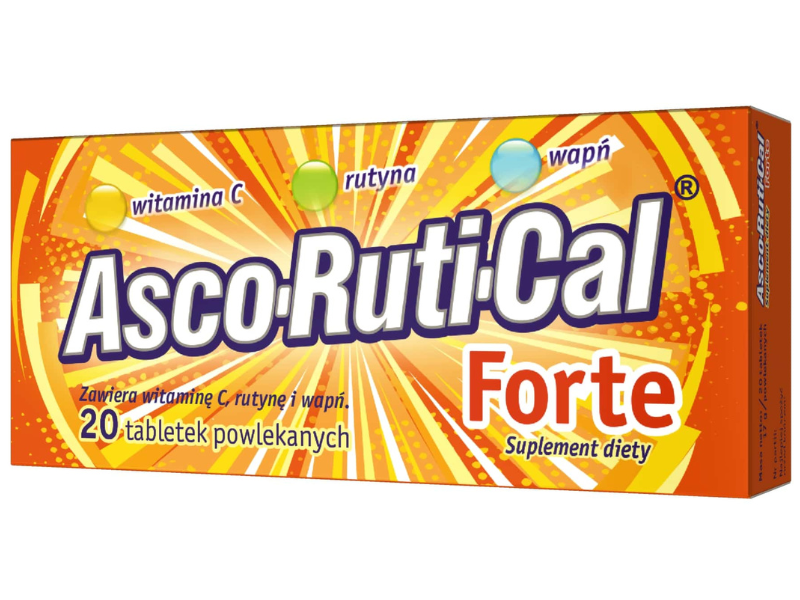 Zdjęcie przedstawia suplement diety Asco-Ruti-Cal Forte.
