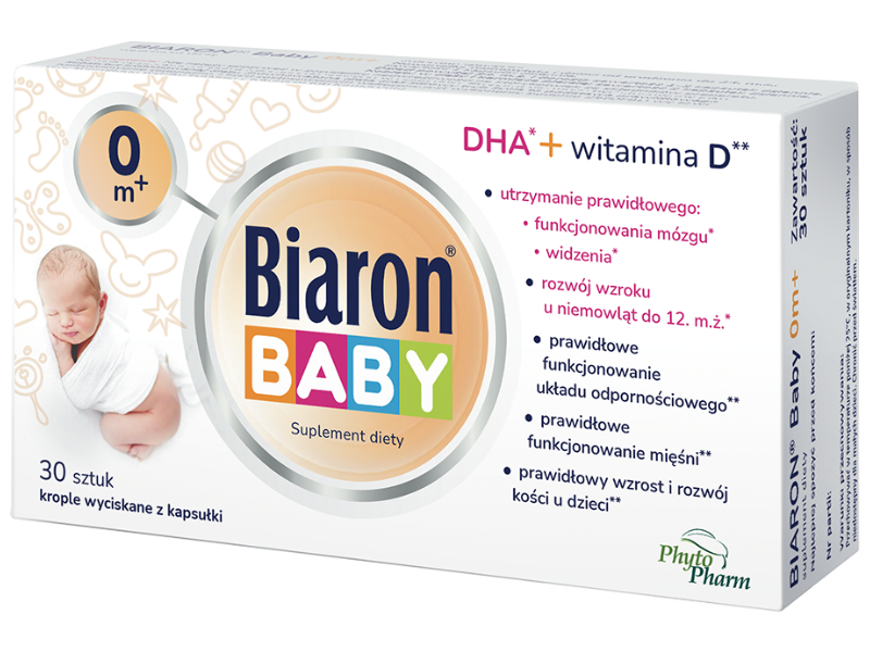 Zdjęcie przedstawia suplement diety Biaron Baby 0m+.