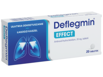 Zdjęcie przedstawia lek bez recepty Deflegmin EFFECT, tabletki, 30 mg.