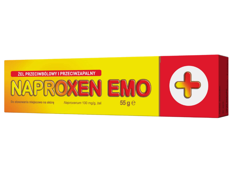 Zdjęcie przedstawia lek bez recepty Naproxen Emo, żel, 100 mg/g.