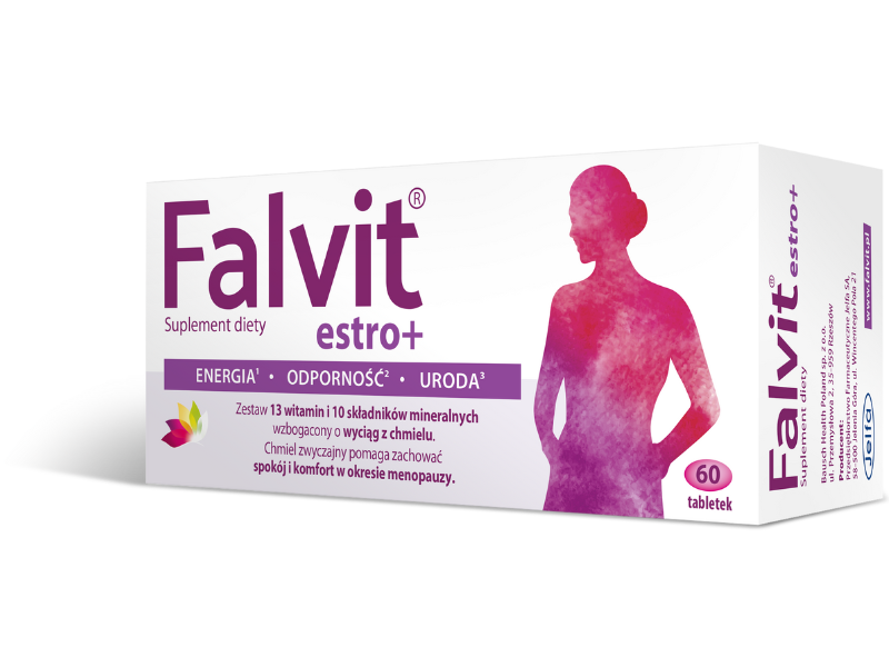 Zdjęcie przedstawia suplement diety Falvit estro+.