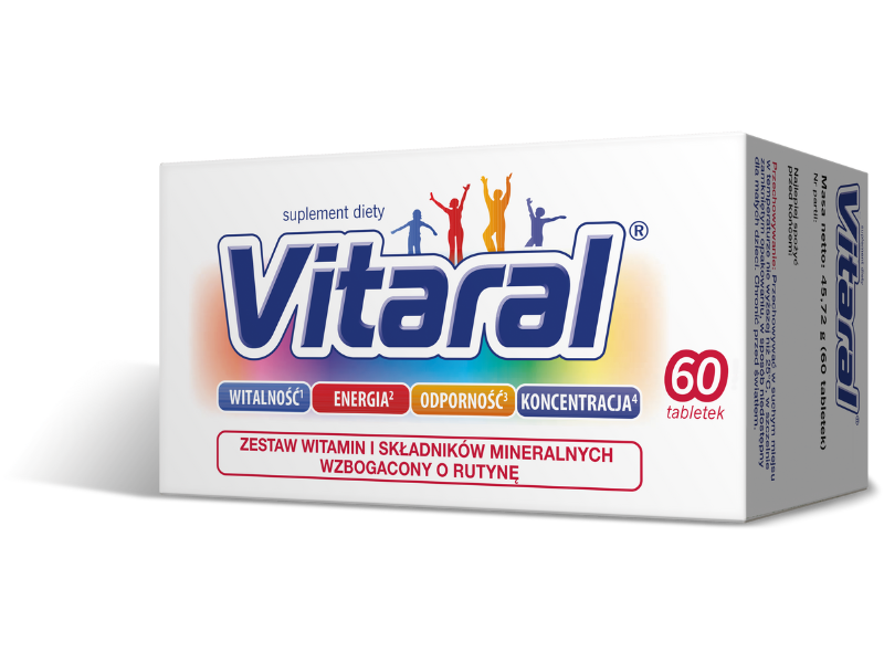 Zdjęcie przedstawia suplement diety Vitaral.