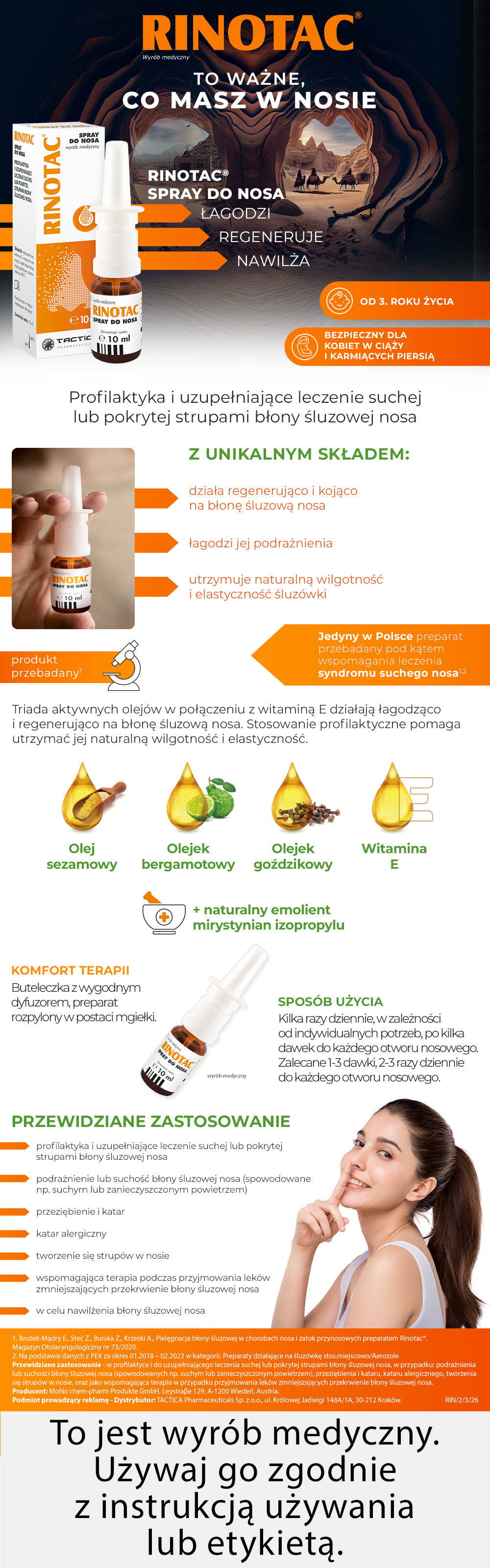 Zdjęcie przedstawia rich content produktu Rinotac, spray.