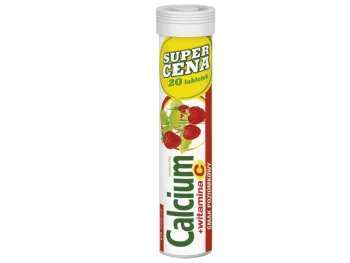 Zdjęcie produktu Calcium + witamina C, smak poziomkowy, tabletki musujące, 300 mg + 60 mg