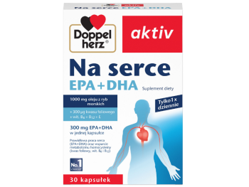 Zdjęcie przedstawia suplement diety Doppelherz Aktiv Na Serce, kapsułki.