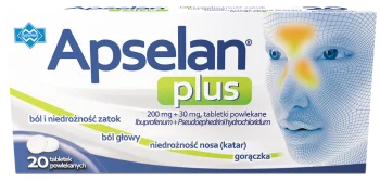 Zdjęcie produktu Apselan Plus, tabletki powlekane, 200 mg + 30 mg
