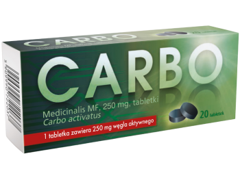 Zdjęcie przedstawia lek Carbo Medicinalis MF.