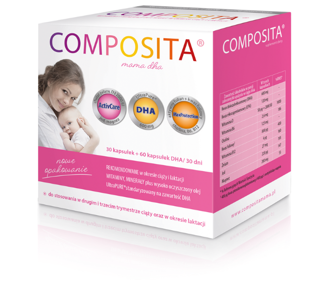 Zdjęcie przedstawia suplement diety Composita mama dha.