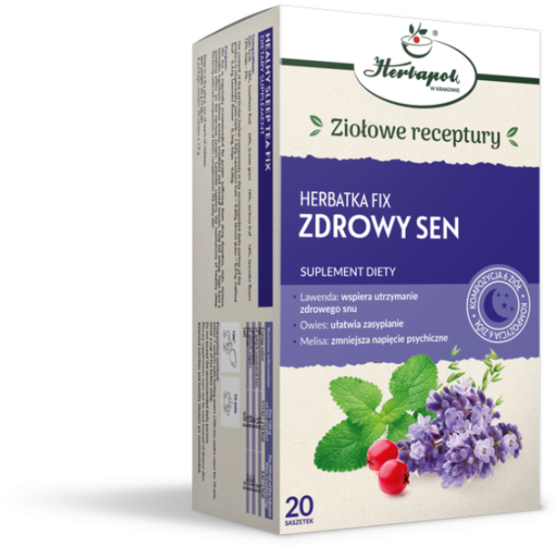 Zdjęcie przedstawia suplement diety Herbatka Fix Zdrowy Sen.