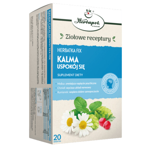 Zdjęcie przedstawia suplement diety Herbatka Fix Kalma Uspokój Się.
