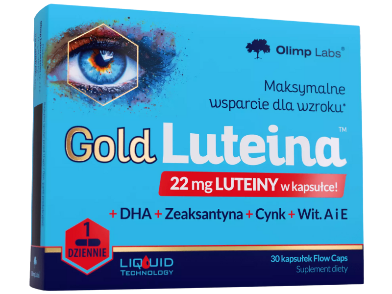 Zdjęcie przedstawia suplement diety Olimp Gold-Luteina w kapsułkach.