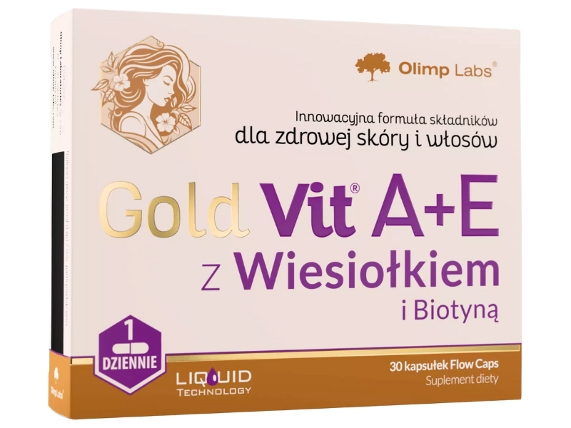 Zdjęcie przedstawia suplement diety Olimp Gold-Vit A+E w kapsułkach.