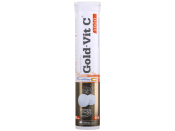 Zdjęcie przedstawia suplement diety Olimp Gold-Vit C 1000, tabletki musujące, 1000 mg, smak cytrynowy.