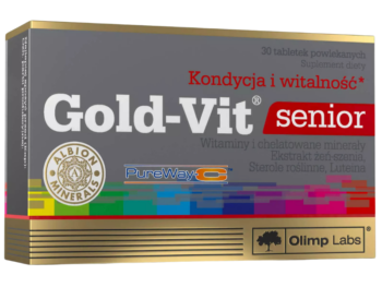 Zdjęcie przedstawia suplement diety Olimp Gold-Vit Senior w tabletkach powlekanych.
