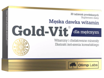 Zdjęcie przedstawia suplement diety Olimp Gold-Vit dla mężczyzn w tabletkach.