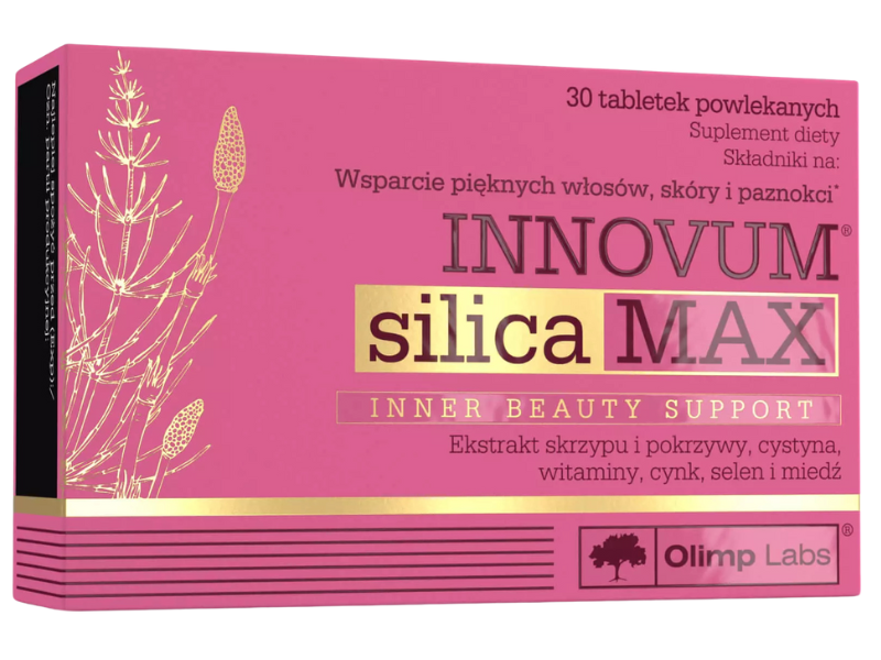 Zdjęcie przedstawia suplement diety Olimp Innovum® Silica Max w tabletkach.
